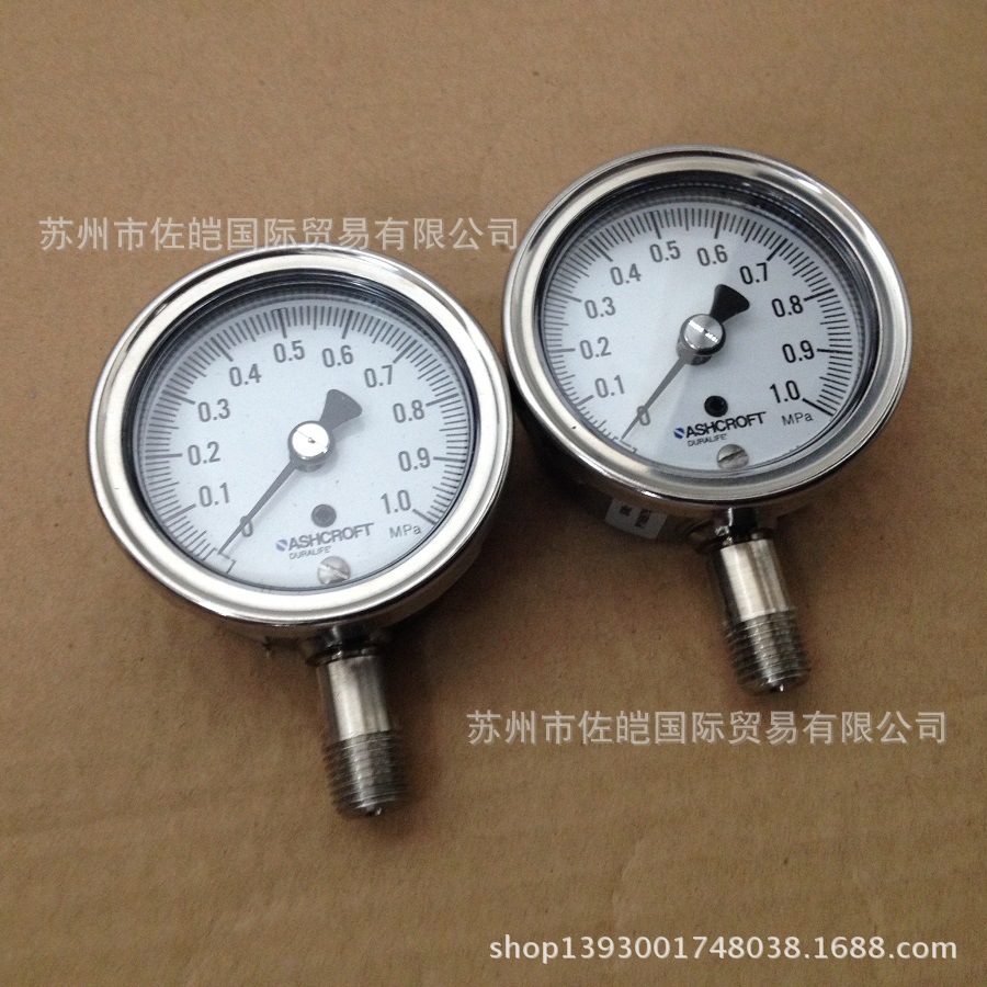 ASHCROFT雅斯科品牌液压双刻度压力表 25-1009-SW-02L-1MP型