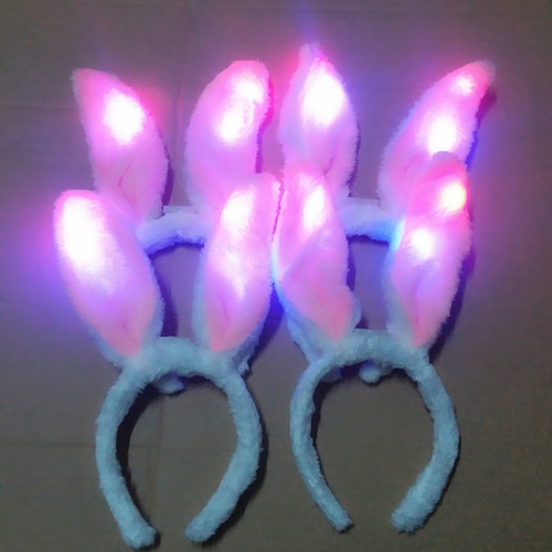 Plush luminous rabbit ears, glitter sequined rabbit ears headband, concert party toy manufacturer wholesale