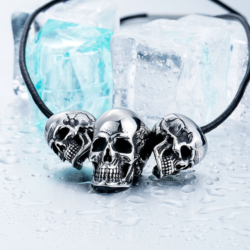 beier personality punk jewelry men's DIY accessories stainless steel skull pendant retro titanium steel pendant