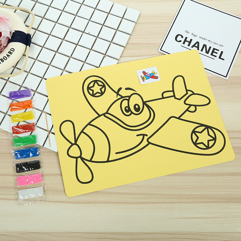 Factory Direct supply parent-child diy children's toys multi-color yellow bottom creative sand painting graffiti painting wholesale