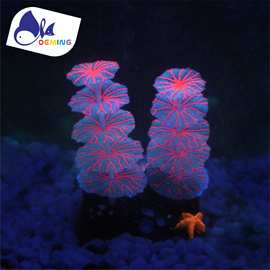 厂家批发鱼缸装饰仿真珊瑚荷叶水草水母鱼水族用品水族箱造景摆件