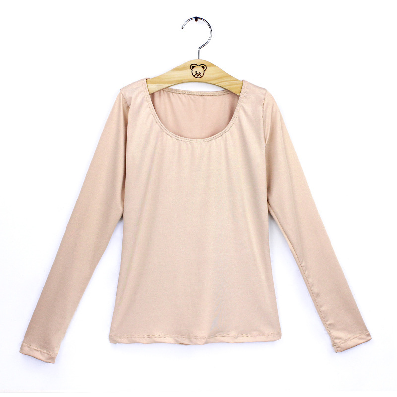 De los niños danza que basa la camisa primavera de las muchachas color carne manga larga invisible ropa interior apretada práctica superior