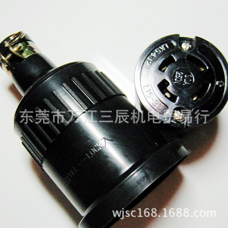 台湾大负载插座K5432付胶套橡胶防水L15-30电木插座隆光工业插座