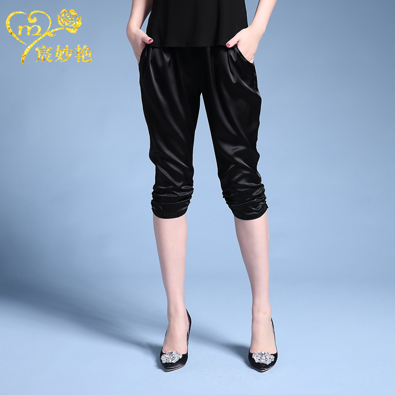 Summer silk fashionable fitted trousers