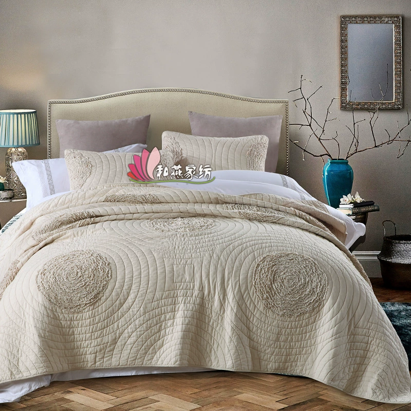 Quilted set handmade, bedding, 3-piece set, American style