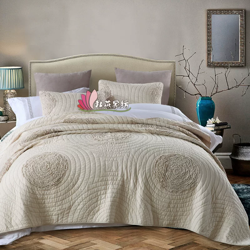 Quilted set handmade, bedding, 3-piece set, American style