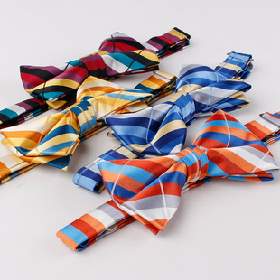 Men's Casual European and American Bow Polyester Jacquard Plaid Twill Bow Tie Host Dress Suit Shirt Accessories