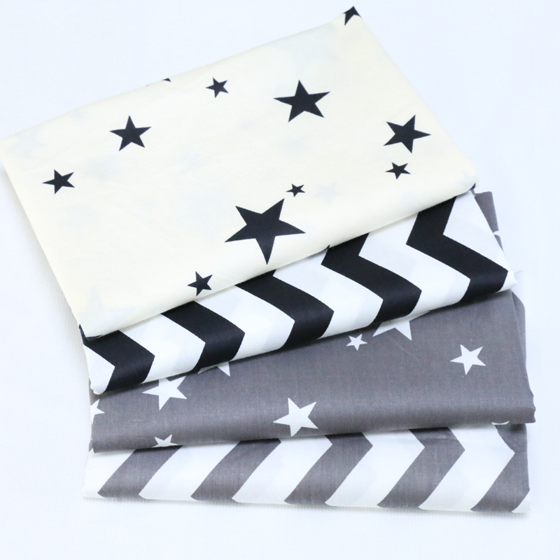 全棉卡通斜纹印花布 幼儿园学生被套面料 星星波纹AB版纯棉布料