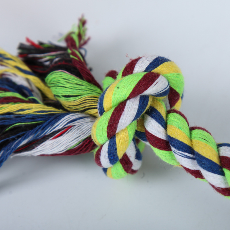 Fábrica de juguetes para mascotas, doble nodo, cuerda de mordida, juguetes de cuerda de algodón para perros, juguetes de dientes de molienda, juguetes de nudo en stock al por mayor