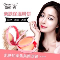 Intelligent Cat Skin-Friendly Moisturizing Powder Compact, Wet and Dry Dual-Use, Two-Color Double-Layer Powder Compact, Fine and Smooth Setting Powder