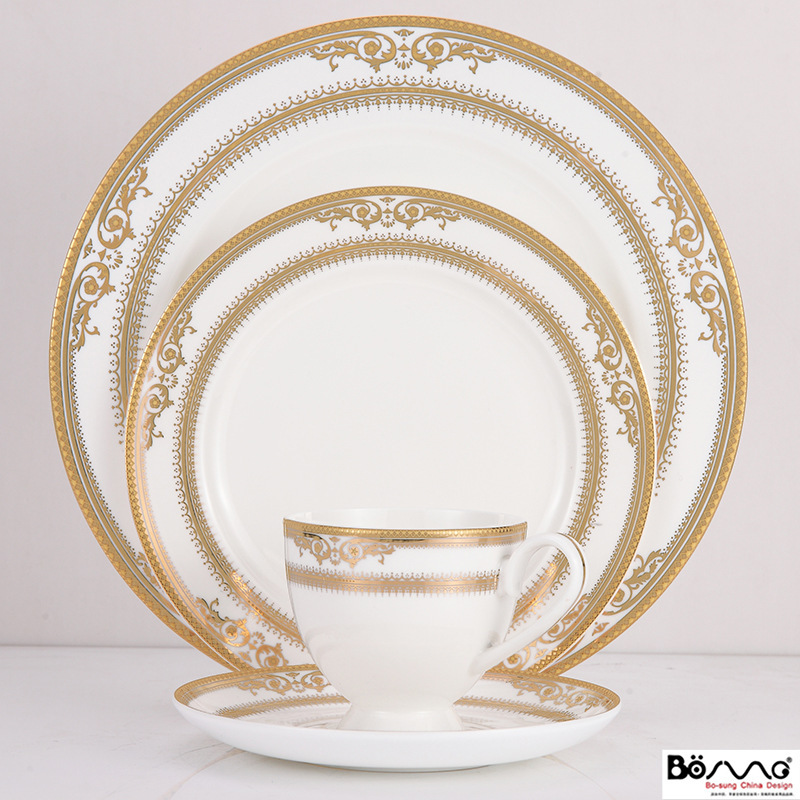 Factory for Restaurant Bone China Steak Steak Plate Household Ceramic Western Food Plate Dish Coffee Cup Pastry Plate Set