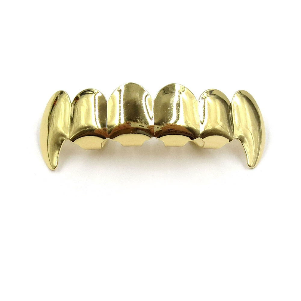 Золото зубных украшений Grillz, настоящее золото на медной основе, комплекты верх-низ, украшения в стиле хип-хоп