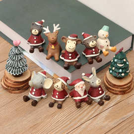 zakka杂货树脂工艺品圣诞小动物摆件 办公室桌面装饰摆件圣诞礼品