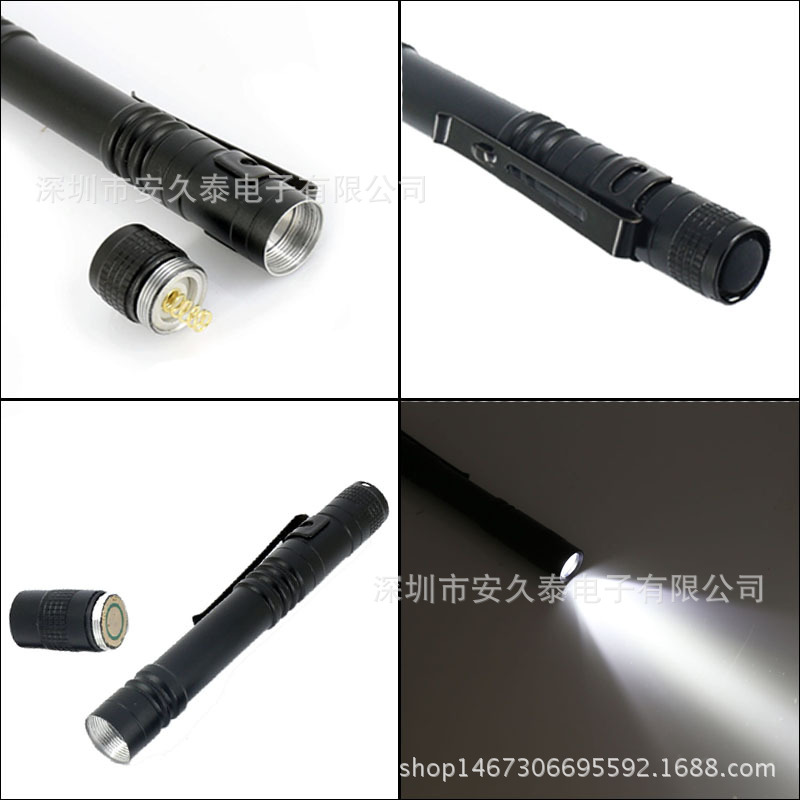 Comercio exterior Venta caliente de la lámpara en forma de pluma LED mini aleación de aluminio pequeña linterna de luz fuerte AAA No. 7 batería