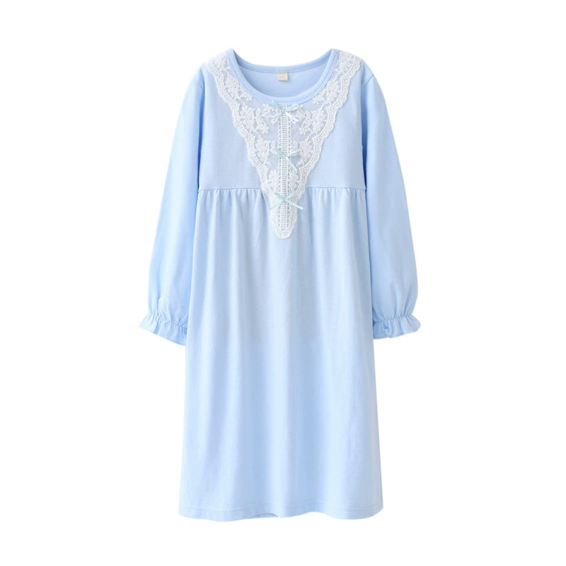 Lace pajama dress for kids, princess homewear, lace trim, sizes 110–170 cm