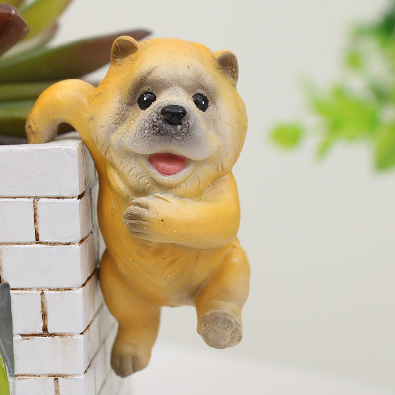 Nanyuan Chuanfang creativo zakka perro escalada cilindro resina pequeños adornos micro paisaje pecera maceta decoración colgante