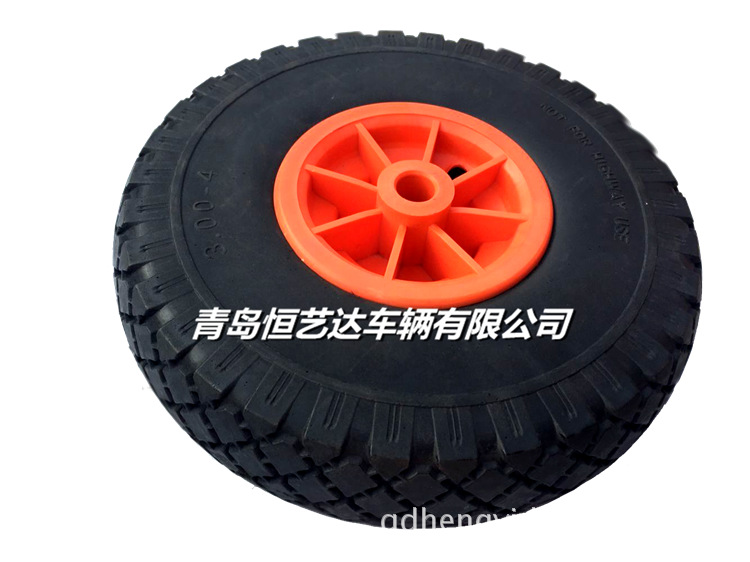手推车PU发泡实心脚轮 工具车免充气轮胎轮子PU 发泡轮 3.00-4