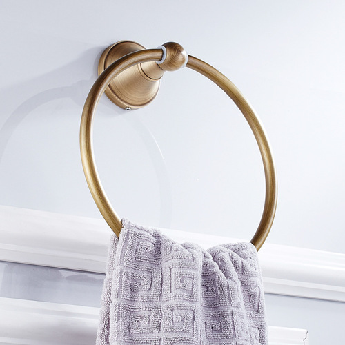 Bathroom manufacturer wholesale brass round European style antique brushed distressed round towel ring towel rack towel hanging ring