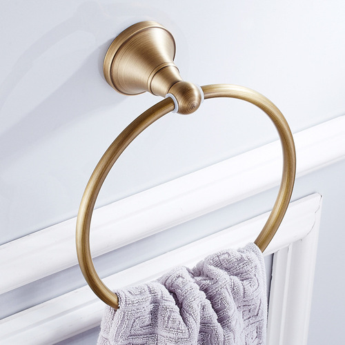 Bathroom manufacturer wholesale brass round European style antique brushed distressed round towel ring towel rack towel hanging ring