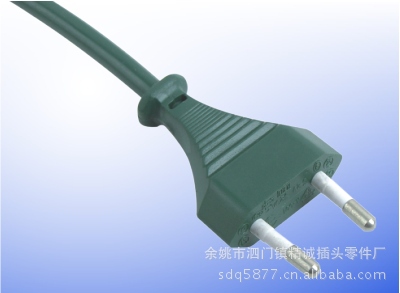 供应y002两极不可拆线插头 家用电源插头