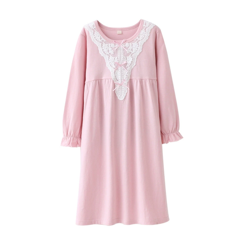 Lace pajama dress for kids, princess homewear, lace trim, sizes 110–170 cm