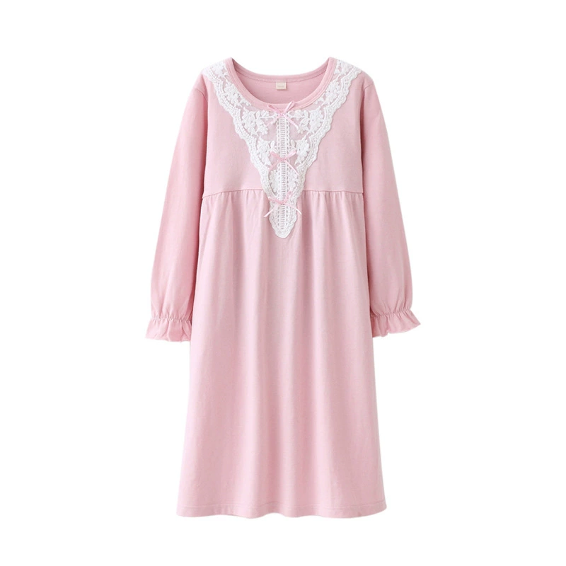 Lace pajama dress for kids, princess homewear, lace trim, sizes 110–170 cm