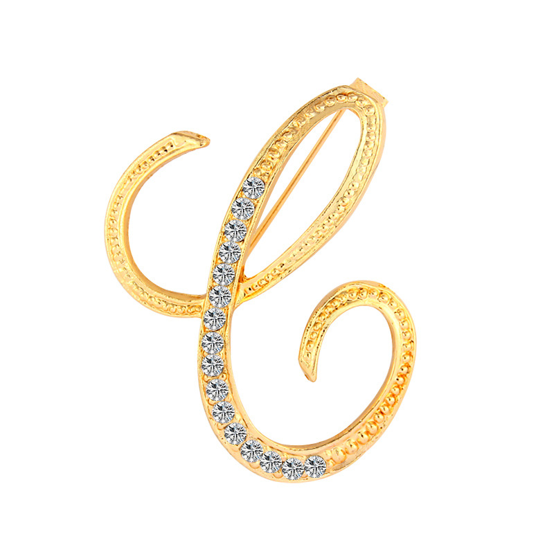 Europa y América simple 26 inglés letras diamante broche mujer geométrica moda temperamento broche suéter pin Accesorios