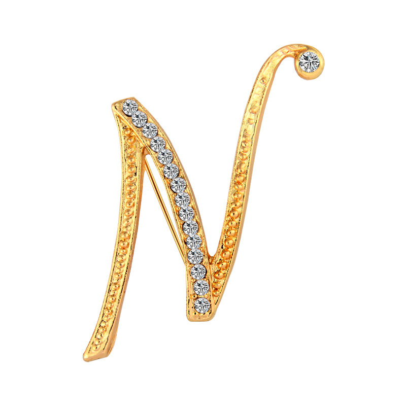 Europa y América simple 26 inglés letras diamante broche mujer geométrica moda temperamento broche suéter pin Accesorios