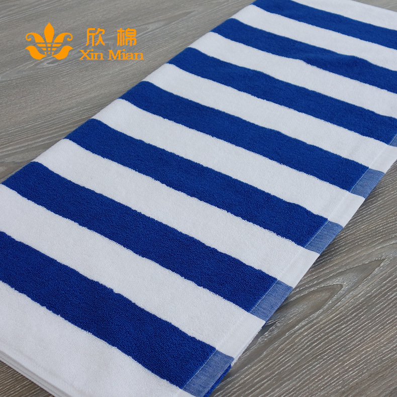 Blue and white stripe bath towel pure cotton adult men and women absorbent extra thick color stripe beach towel striped sofa towel 80*150