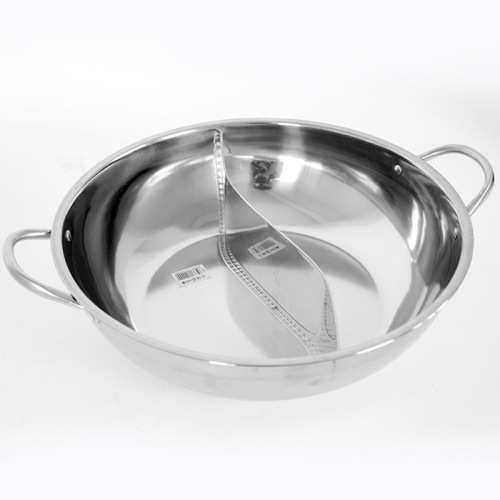 Stainless steel thickened mandarin duck pot hot pot pot with lid, two-flavored S grid mandarin duck pot, clear soup pot, shabu-shabu hot pot pot