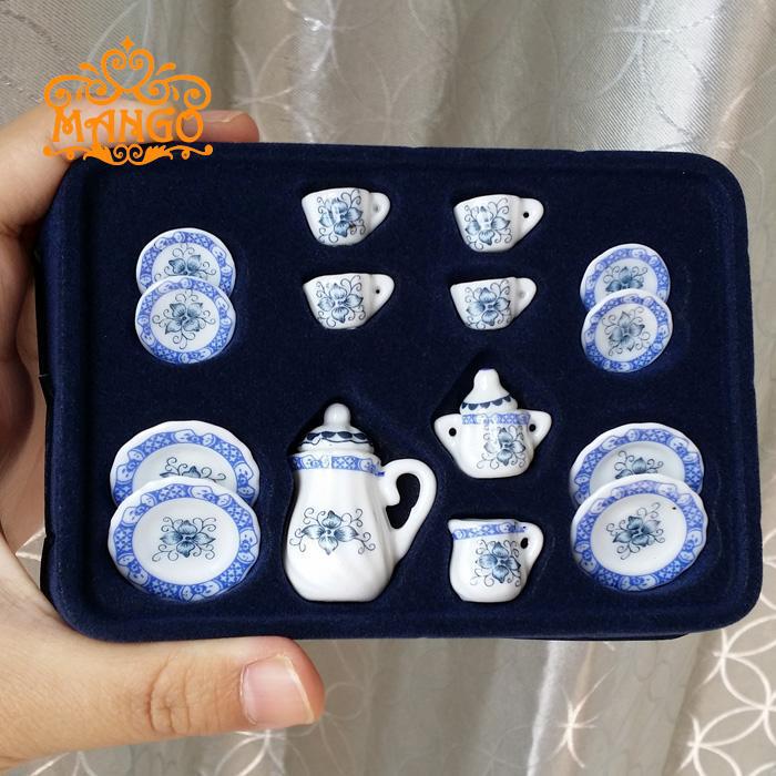 1:12 doll house diy hut mini ceramic finished model gift toy 15 head tea set dishes set tableware 1:12 doll house diy hut mini ceramic finished model gift toy 15 head tea set dishes set tableware