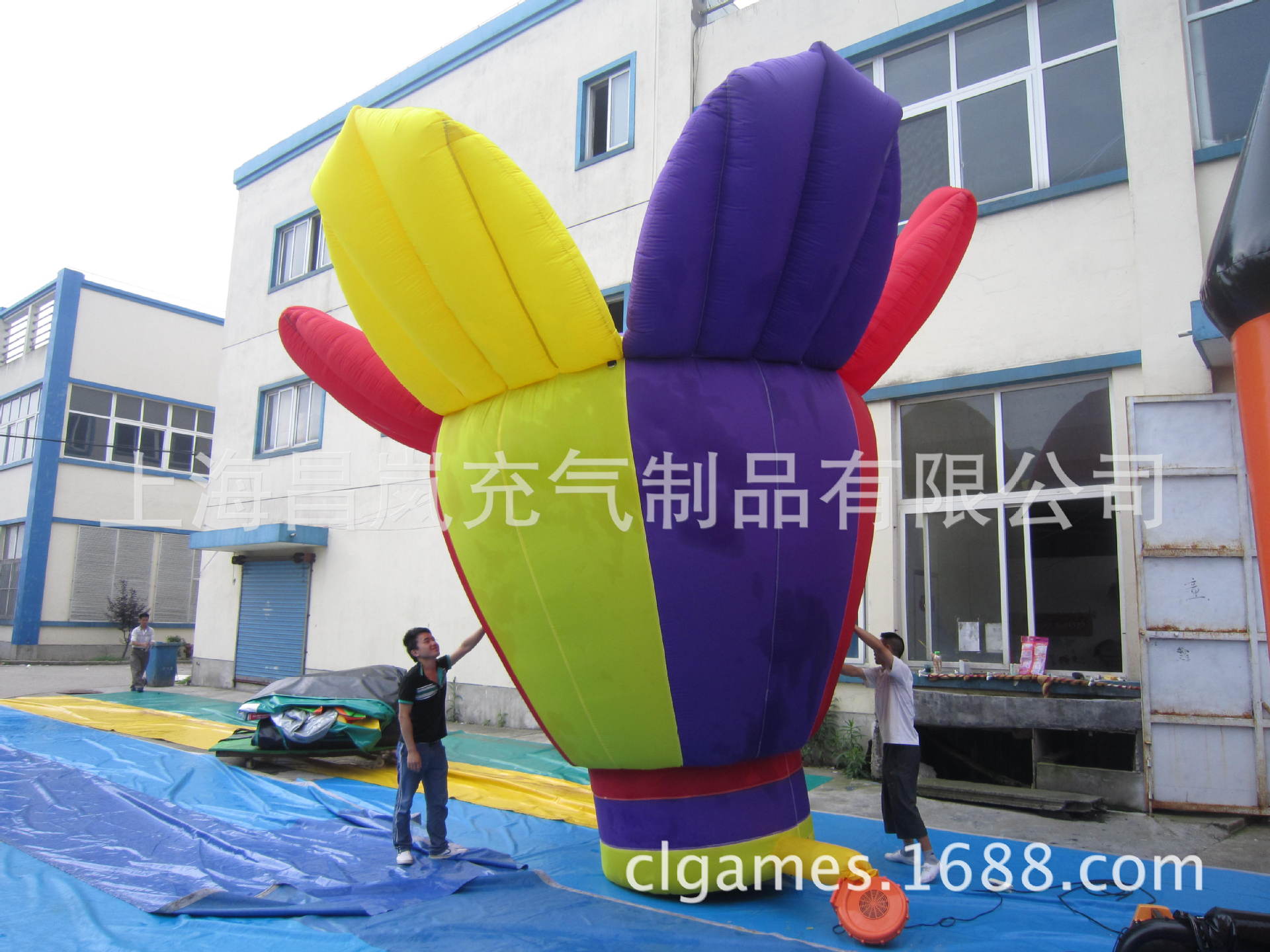 商场节日新年美陈5米充气红花彩色花朵气模模型充气卡通造型