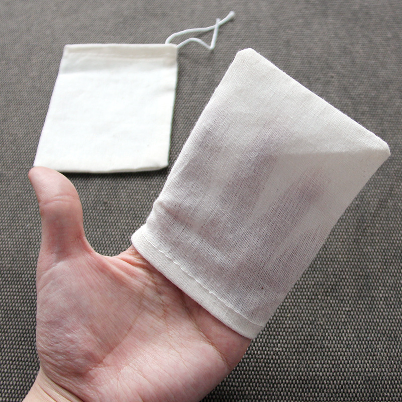 En stock 8*10cm cordón bolsa de hilo de algodón bolsa de freír condimento estofado bolsa filtro bolsa de escoria al por mayor