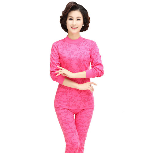 Cotton Warm Innerwear Set for Middle-Aged and Older Women, Including Top and Bottom, Mother's Set, Non-Insulated