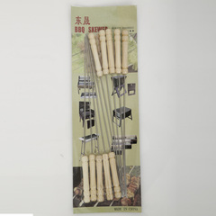 Cucumber wood handle round skewer suction card 10 pack barbecue skewers flat skewers barbecue tools round skewer steel rod roasting needle 5 yuan store