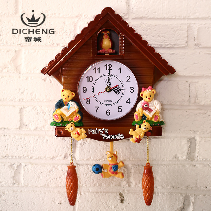 Al por mayor sala de estar Reloj de pared de los niños sala de tiempo swing Reloj de pared arte creativo europeo decoración del hogar Reloj de pared