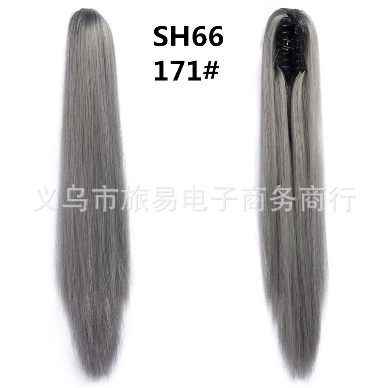 Claw clip ponytail long straight hair wig high temperature silk ponytail European and American style Foreign trade color wig hot sale on major websites