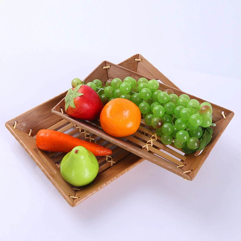 Factory direct selling bamboo high -edge tea plate rectangular bamboo editor high -edged dining plate bamboo dim sum fooled tray