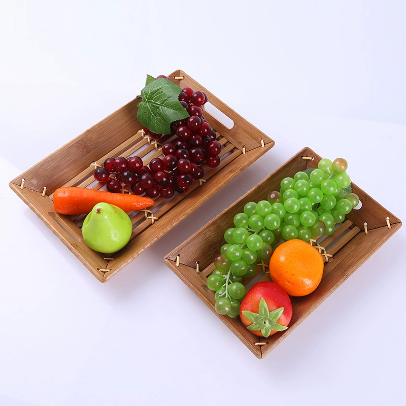 Factory direct selling bamboo high -edge tea plate rectangular bamboo editor high -edged dining plate bamboo dim sum fooled tray