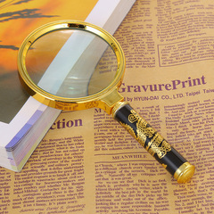 Plastic electroplated dragon handle elderly handheld reading 5x magnifying glass for students outdoor experiments and exploration