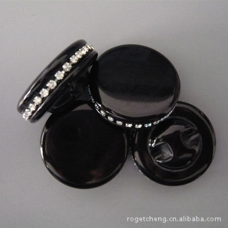 树脂边镶水钻钮扣侧面带宝石扣女装高档扣子皮草貂皮大衣纽扣