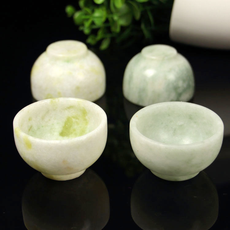 Natural Jade Small Tea Bowl Lantian Jade Small Wine Cup Guizhou Emerald Kung Fu Tea Cup Ten Yuan Mode Jade Exhibition Stall