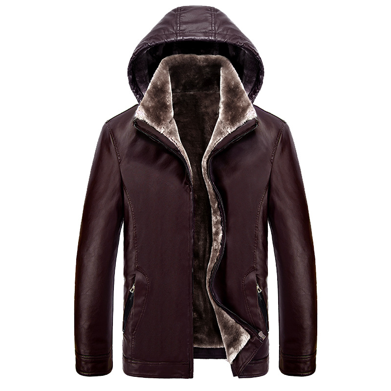 2019冬款男式皮衣夹克海宁皮衣青年加绒加厚时尚男士外套机车服潮