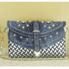 Woven shoulder bag, denim one-shoulder bag, chain, small bag