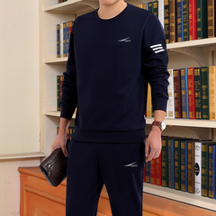 2024 Spring and Autumn Red Middle-Aged and Elderly Sports Set Men's Sports Top T-shirt and Sweatshirt Set