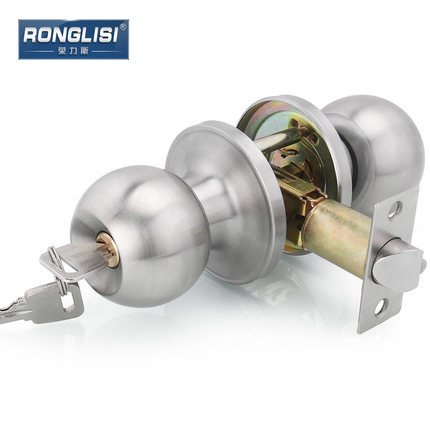 荣力斯三杆锁不锈钢室内门锁家用通用型球形锁室内卧室卫生间锁具