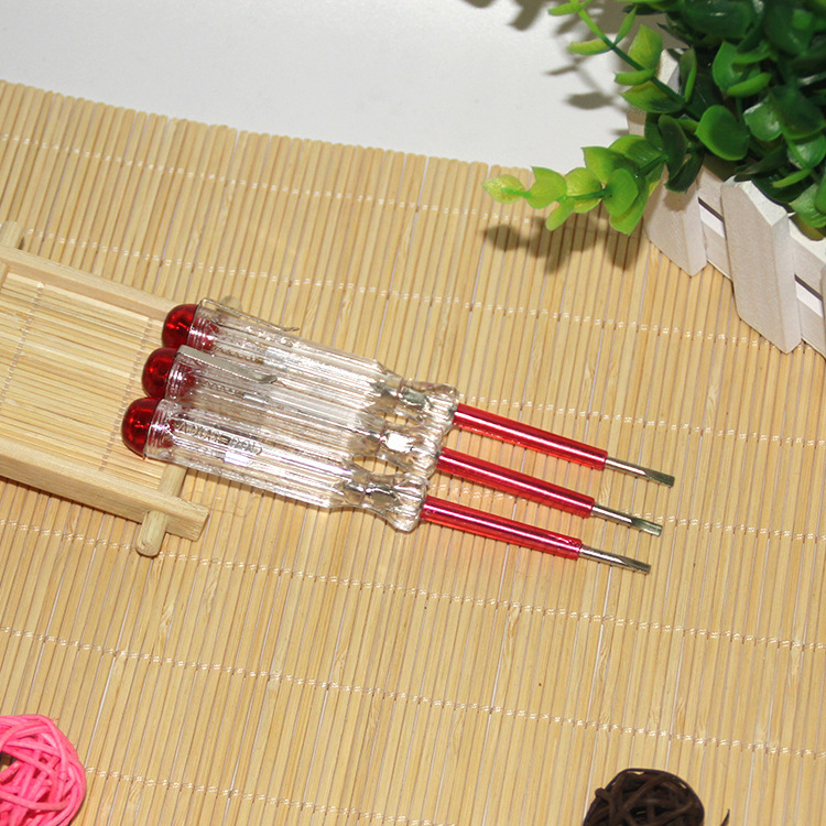 厂家直销 笔形亮灯测电笔 透明挂式电笔 家用测电笔