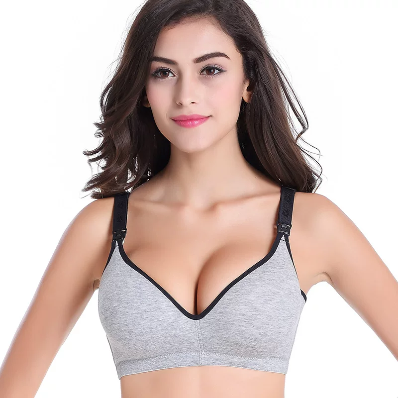 Breastfeeding nursing bra, breathable front‑lock support, plus sizes 75–90 (M–2XL)