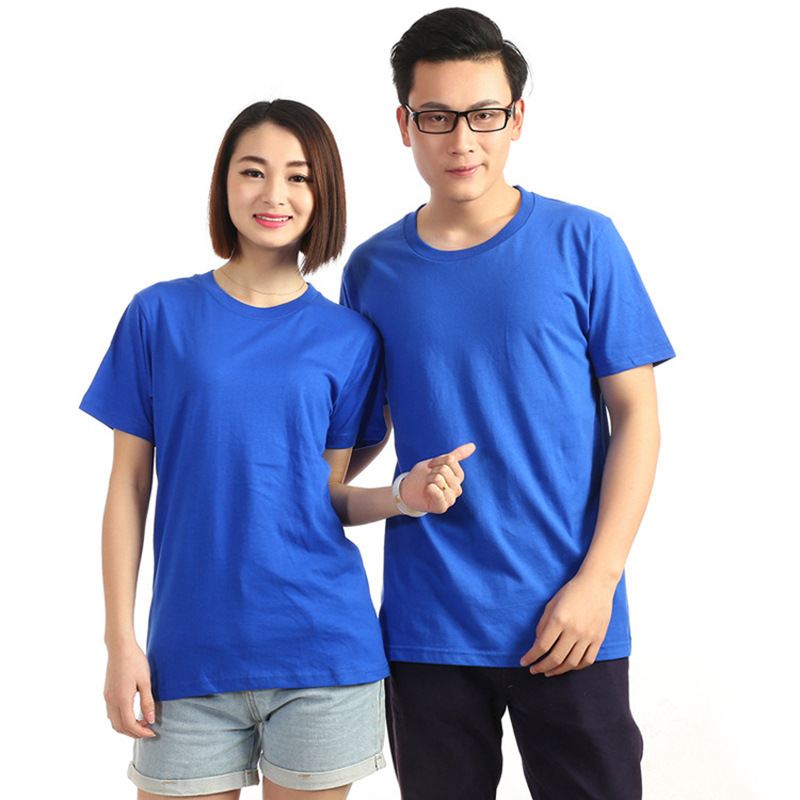 Camisa cultural casual CVC peinado camisa de publicidad de logotipo impreso cuello redondo color sólido hombres Camiseta de manga corta clase uniforme personalización