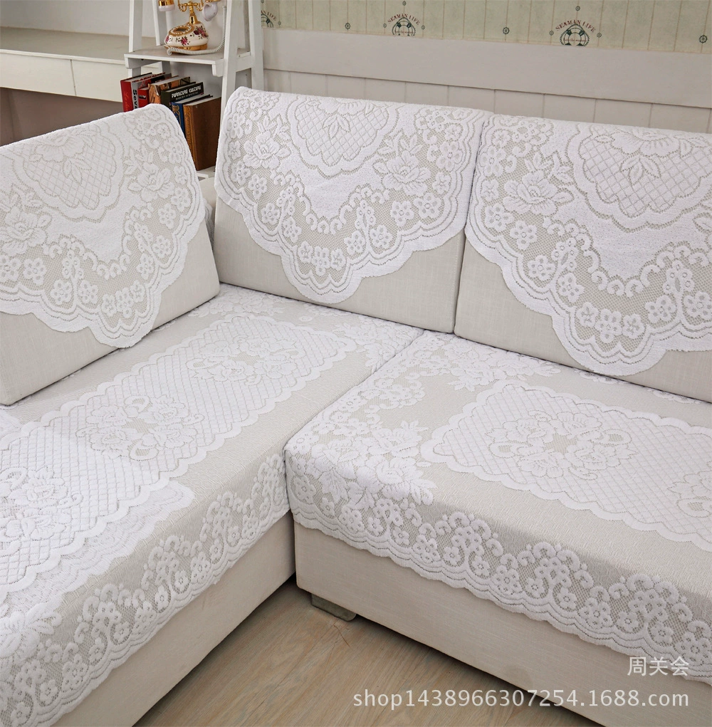 Sofa cover / scarf (lace‑style), white or beige, multiple floral patterns and sizes